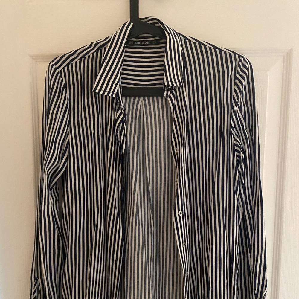 Zara blue stripe blouse
